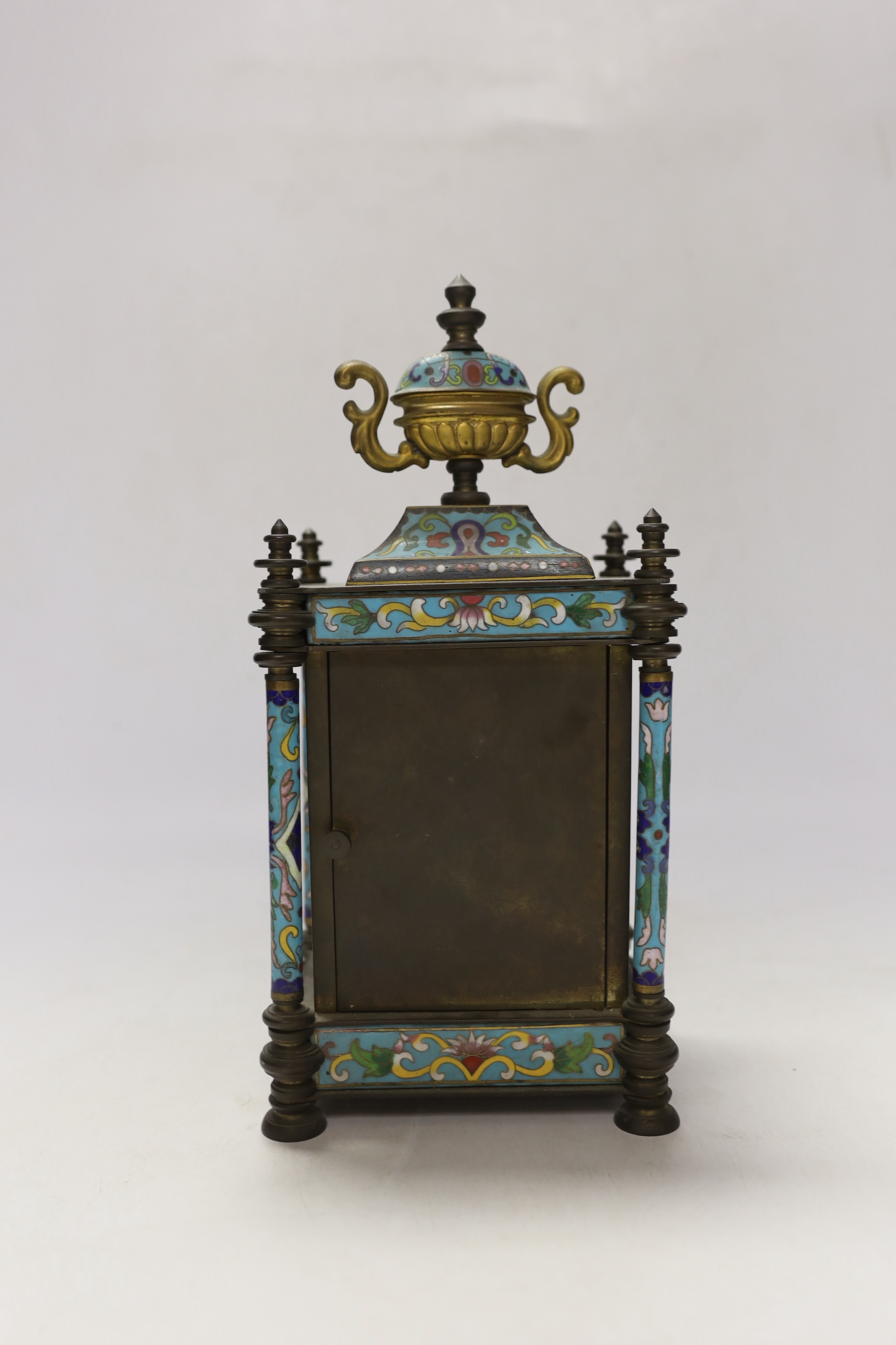 A 20th century Cloisonné enamel clock, 26cm high